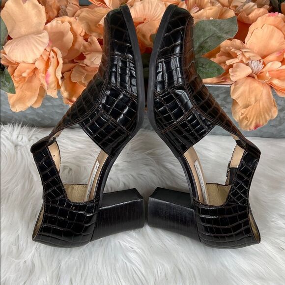 Calico Croc Embossed Leather Heeled Loafer Size 8 - Picture 6 of 11